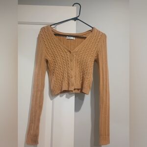 Hollister Croped Camel Knit Sweater